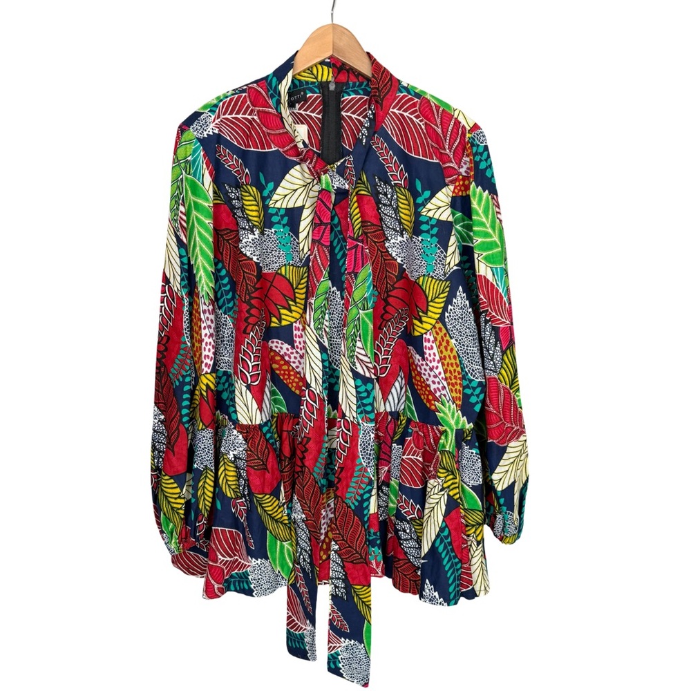 Mae Otti Bibi African Print Puff Sleeve
Peplum Top Blouse Maximalist XXXL NWT - Picture 2 of 9